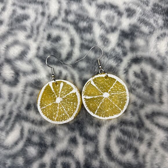 Lemon Jewelry - Women Cute Lemon Orange Fruit Dangle Drop Earrings Acrylic Fun Jewelry Yellow